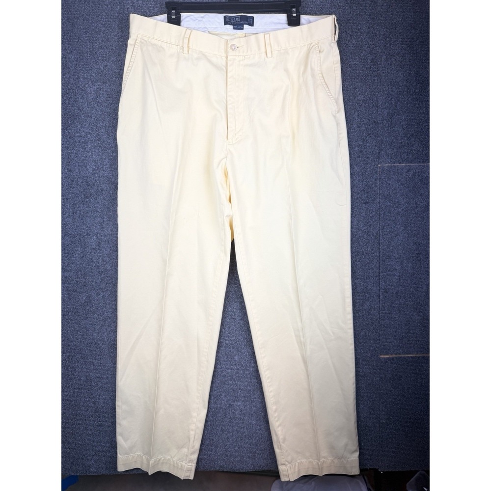 Men's Vintage Polo Ralph Lauren Yellow Chino's 36x32 (36x31)USA Made Lightweight